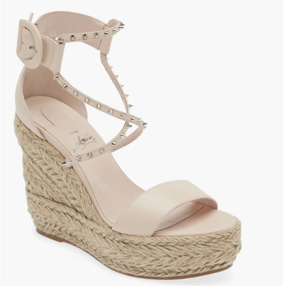 CHRISTIAN LOUBOUTIN
Chocazeppa 120 spiked leather espadrille wedge sandals